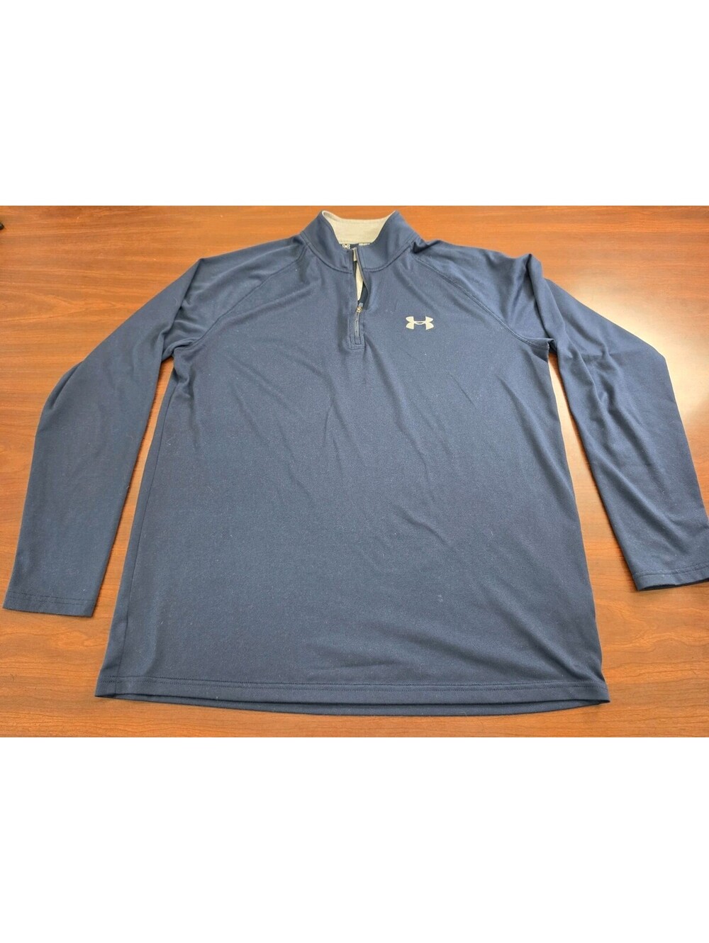 Under Armour Mens Medium Blue HeatGear 1/4 Zip Long Sleeve Athletic Pullover Top